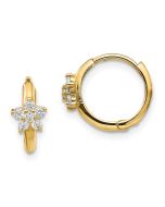 Sunny Drift 14k Madi K CZ Children's Flower Hinged Hoop Earrings