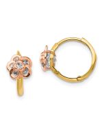 Snowflake Boo 14k Yellow & Rose Gold Madi K CZ Flower Hinged Hoop Earrings