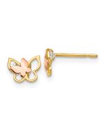 Pixie 14k Yellow & Rose Gold Madi K CZ Children's Butterfly Post Earrings