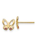 Cuddles Shine 14k Madi K CZ Children's Butterfly Post Earrings