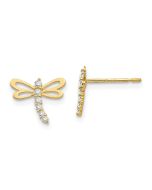 Peaches Glow 14k Madi K CZ Children's Dragonfly Post Earrings
