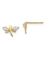 Skippy Song 14k Madi K CZ Children's Dragonfly Post Earrings