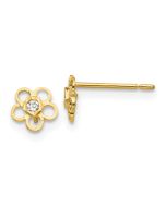 Skippy Song 14k Madi K CZ D/C Children's Flower Post Earrings