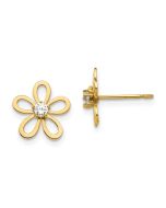 Button Shine 14k Madi K CZ Children's Flower Post Earrings
