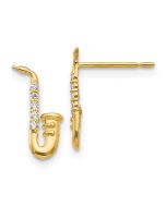 Marshmallow Song 14k Madi K CZ Saxophone Post Earrings