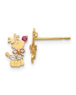 Clover Spark 14k Yellow & Rose Gold Madi K CZ Children's Reindeer Post Earrings