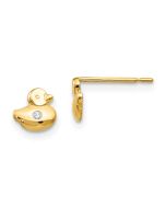 Jellybean Nook 14k Madi K CZ Children's Duck Post Earrings