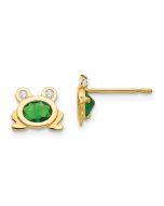 Cricket Buddy 14k Madi K CZ Children's Frog Post Earrings