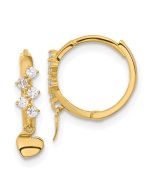Luna 14k Madi K CZ Heart Dangle Hinged Hoop Earrings
