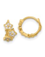 Pebble 14k Madi K CZ 3-Star Hinged Hoop Earrings