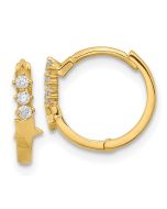 Dreamy 14k Madi K CZ Shooting Star Hinged Hoop Earrings