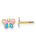 Twinkle 14k Madi K Polished Enameled Butterfly Screwback Post Earrings