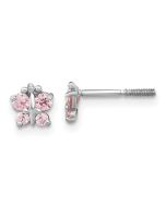 Sunny 14k White Gold Madi K Polished Pink CZ Butterfly Post Earrings
