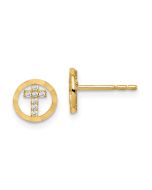 Koala Pop 14k Madi K CZ Diamond-Cut Circle Cross Post Earrings