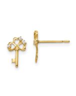 Button Song 14k Madi K CZ Key Post Earrings