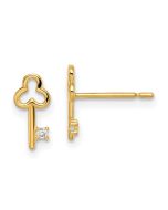 Pixie Bear 14k Madi K CZ Key Post Earrings