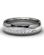 14k White Gold Diamond Wedding Band Front View