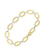 Aurelia Links 14K White & Yellow Gold Diamond Oval Link Bracelet