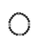 King Baby Onyx Beaded Bracelet With 3 MB Cross Scroll Barrel Beads