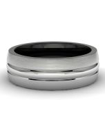 White and Black Tungsten Wedding Band Front View