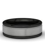 14k White Gold Tungsten Wedding Band Front View