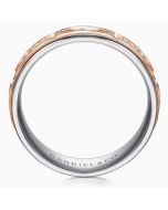 John - 14K White-Rose Gold 7mm - Hammered Station Men's Wedding Band
