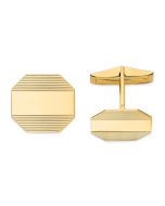 Viora 14k Mens Rectangular Octagon with Line Design Cuff Links