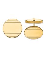 Cadenza 14k Mens Circular with Line Design Cuff Links