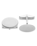Nocturne 14K White Gold Mens Oval Cuff Links