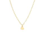 14k Yellow Gold Dangle Heart Paper Clip Necklace