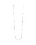 Front View Diamond Station Necklace in 14K White Gold