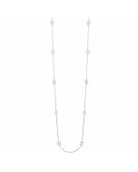Front View Diamond Station Necklace in 14K White Gold