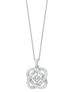 Double Heart Diamond Pendant in White Gold