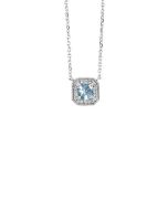 White Gold .68ctw Aquamarine and Diamond Necklace