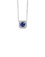 White Gold .68ctw Blue Sapphire and Diamond Necklace