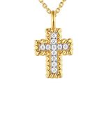 14k Yellow Gold .05ctw Diamond Cross Necklace