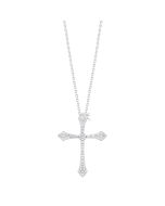 Front View 14k White Gold & Diamond Classic Cross Pendant