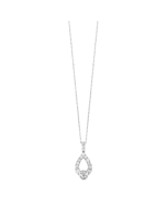 Silver .20 CTW Diamond Teardrop Halo Pendant Necklace