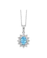 Caelina Sterling Silver Blue Topaz and Diamond Pendant