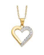 Satin Sun Subtle Laurel Diamond Fascination Diamond Mystique Sterling Silver 18K Gold-plated Diamond Heart 18 Inch Necklace