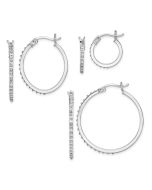 Seraphine Diamond Fascination Diamond Mystique Sterling Silver Platinum-plated Set of 3 Oval and Round Diamond Hoop Earrings