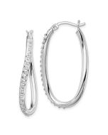 Celestine Diamond Fascination Diamond Mystique Sterling Silver Platinum-plated Diamond Oval Twist Hoop Earrings