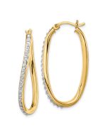 Liora Diamond Fascination Diamond Mystique Sterling Silver 18K Gold-plated Diamond Oval Twist Hoop Earrings