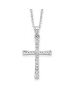 Tranquil Pebble Diamond Fascination Diamond Mystique Sterling Silver Platinum-plated Diamond Cross 18 Inch Necklace
