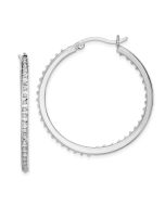 Elysian Diamond Fascination Diamond Mystique Sterling Silver Platinum-plated Diamond In and Out Round Hoop Earrings