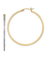 Aurum Diamond Fascination Diamond Mystique Sterling Silver 18K Gold-plated Diamond Round Hoop Earrings
