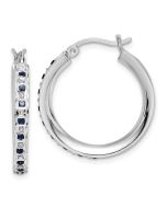 Elysian Diamond Fascination Diamond Mystique Sterling Silver Platinum-plated Diamond Sapphire Round Hoop Earrings