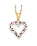 Timeless Willow Diamond Fascination Diamond Mystique Sterling Silver 18K Gold-plated Diamond and Ruby Heart 18 Inch Necklace