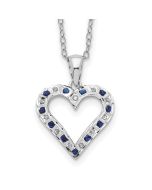 Twilight Zephyr Diamond Fascination Diamond Mystique Sterling Silver Platinum-plated Diamond and Sapphire Heart 18 Inch Necklace