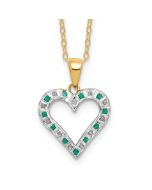 Sleek Mesa Pure Zephyr Diamond Fascination Diamond Mystique Sterling Silver 18K Gold-plated Diamond and Emerald Heart 18 Inch Necklace